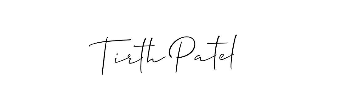 Create a beautiful signature design for name Tirth Patel. With this signature (Allison_Script) fonts, you can make a handwritten signature for free. Tirth Patel signature style 2 images and pictures png