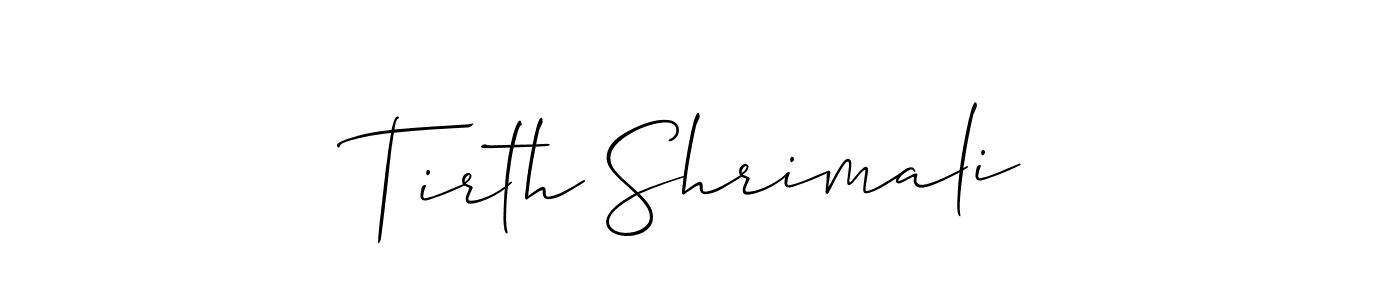 How to make Tirth Shrimali name signature. Use Allison_Script style for creating short signs online. This is the latest handwritten sign. Tirth Shrimali signature style 2 images and pictures png