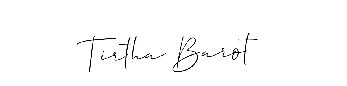 The best way (Allison_Script) to make a short signature is to pick only two or three words in your name. The name Tirtha Barot include a total of six letters. For converting this name. Tirtha Barot signature style 2 images and pictures png