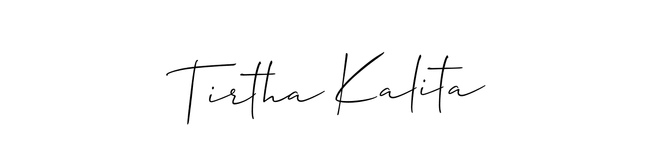 Design your own signature with our free online signature maker. With this signature software, you can create a handwritten (Allison_Script) signature for name Tirtha Kalita. Tirtha Kalita signature style 2 images and pictures png
