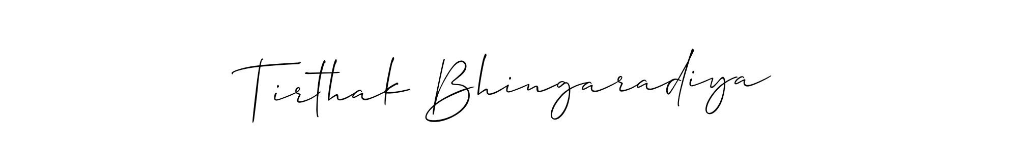 Make a short Tirthak Bhingaradiya signature style. Manage your documents anywhere anytime using Allison_Script. Create and add eSignatures, submit forms, share and send files easily. Tirthak Bhingaradiya signature style 2 images and pictures png