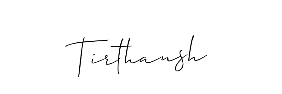 Use a signature maker to create a handwritten signature online. With this signature software, you can design (Allison_Script) your own signature for name Tirthansh. Tirthansh signature style 2 images and pictures png