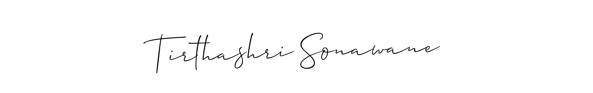 Allison_Script is a professional signature style that is perfect for those who want to add a touch of class to their signature. It is also a great choice for those who want to make their signature more unique. Get Tirthashri Sonawane name to fancy signature for free. Tirthashri Sonawane signature style 2 images and pictures png