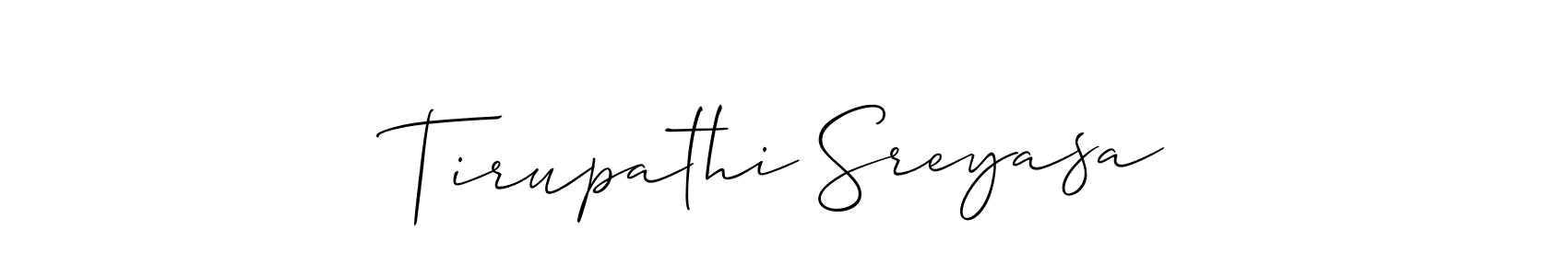 Design your own signature with our free online signature maker. With this signature software, you can create a handwritten (Allison_Script) signature for name Tirupathi Sreyasa. Tirupathi Sreyasa signature style 2 images and pictures png