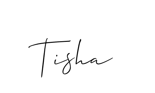The best way (Allison_Script) to make a short signature is to pick only two or three words in your name. The name Tisha include a total of six letters. For converting this name. Tisha signature style 2 images and pictures png
