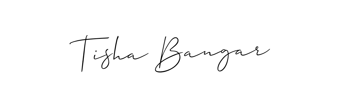 How to make Tisha Bangar name signature. Use Allison_Script style for creating short signs online. This is the latest handwritten sign. Tisha Bangar signature style 2 images and pictures png