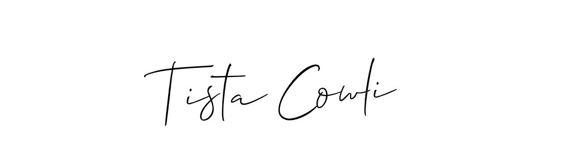 Make a beautiful signature design for name Tista Cowli. With this signature (Allison_Script) style, you can create a handwritten signature for free. Tista Cowli signature style 2 images and pictures png