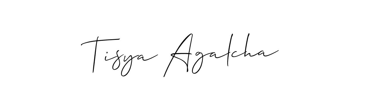 You should practise on your own different ways (Allison_Script) to write your name (Tisya Agalcha) in signature. don't let someone else do it for you. Tisya Agalcha signature style 2 images and pictures png