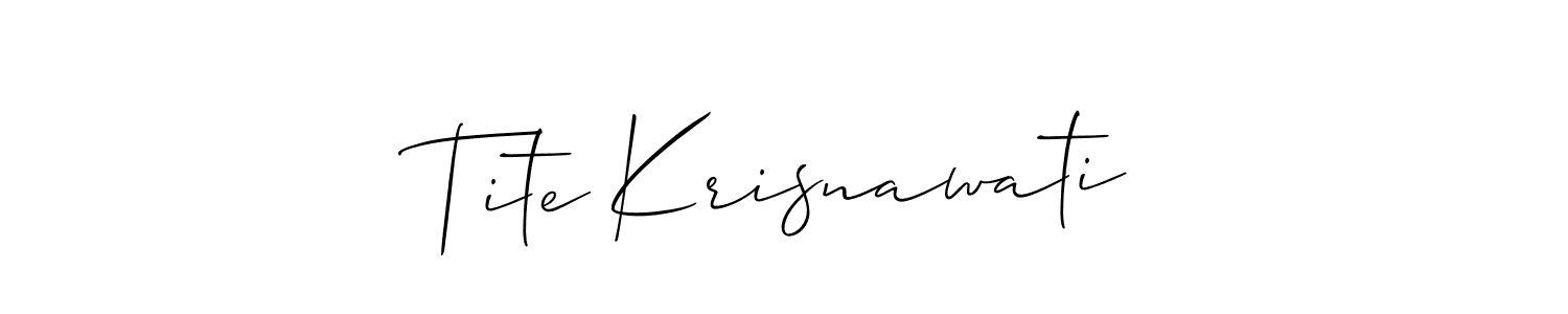 Also You can easily find your signature by using the search form. We will create Tite Krisnawati name handwritten signature images for you free of cost using Allison_Script sign style. Tite Krisnawati signature style 2 images and pictures png