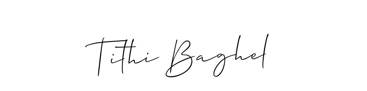 How to make Tithi Baghel name signature. Use Allison_Script style for creating short signs online. This is the latest handwritten sign. Tithi Baghel signature style 2 images and pictures png