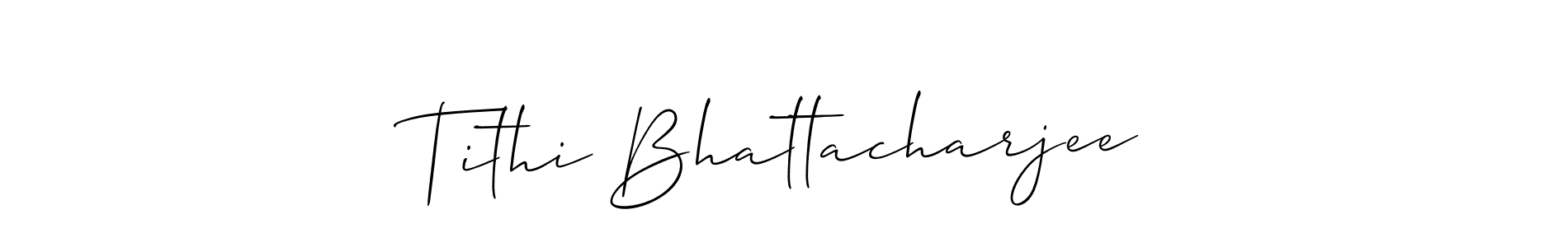 Allison_Script is a professional signature style that is perfect for those who want to add a touch of class to their signature. It is also a great choice for those who want to make their signature more unique. Get Tithi Bhattacharjee name to fancy signature for free. Tithi Bhattacharjee signature style 2 images and pictures png