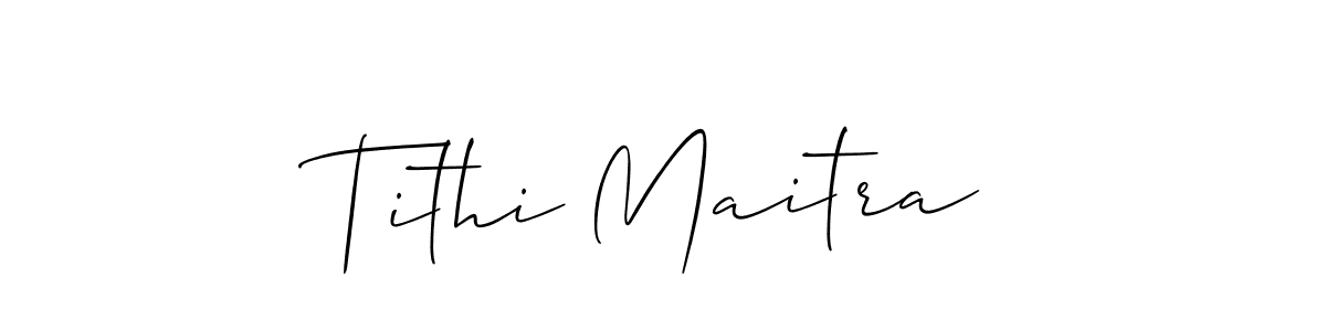 Allison_Script is a professional signature style that is perfect for those who want to add a touch of class to their signature. It is also a great choice for those who want to make their signature more unique. Get Tithi Maitra name to fancy signature for free. Tithi Maitra signature style 2 images and pictures png