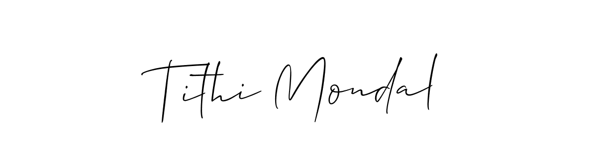 How to make Tithi Mondal name signature. Use Allison_Script style for creating short signs online. This is the latest handwritten sign. Tithi Mondal signature style 2 images and pictures png