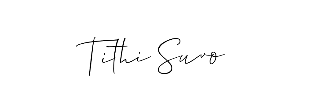 Make a beautiful signature design for name Tithi Suvo. With this signature (Allison_Script) style, you can create a handwritten signature for free. Tithi Suvo signature style 2 images and pictures png