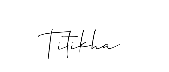 The best way (Allison_Script) to make a short signature is to pick only two or three words in your name. The name Titikha include a total of six letters. For converting this name. Titikha signature style 2 images and pictures png