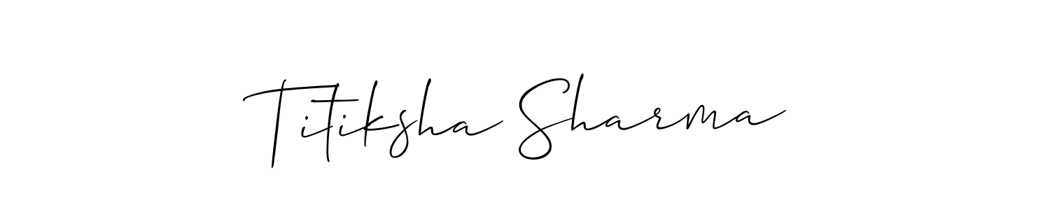 This is the best signature style for the Titiksha Sharma name. Also you like these signature font (Allison_Script). Mix name signature. Titiksha Sharma signature style 2 images and pictures png