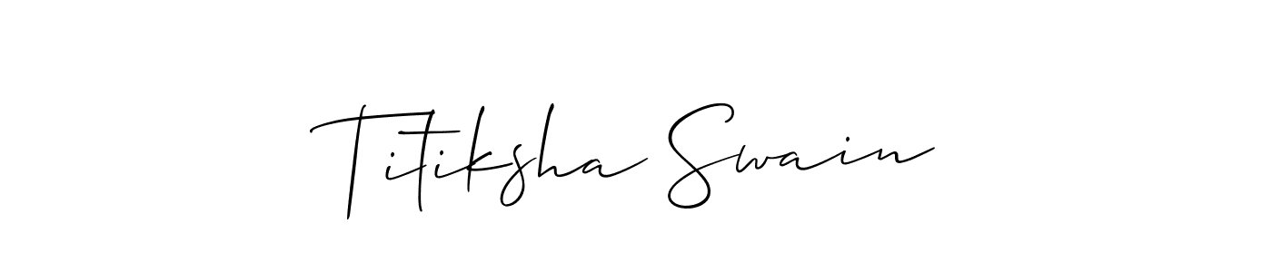 Also You can easily find your signature by using the search form. We will create Titiksha Swain name handwritten signature images for you free of cost using Allison_Script sign style. Titiksha Swain signature style 2 images and pictures png