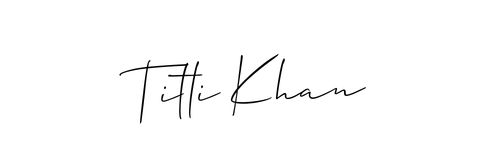 How to Draw Titli Khan signature style? Allison_Script is a latest design signature styles for name Titli Khan. Titli Khan signature style 2 images and pictures png