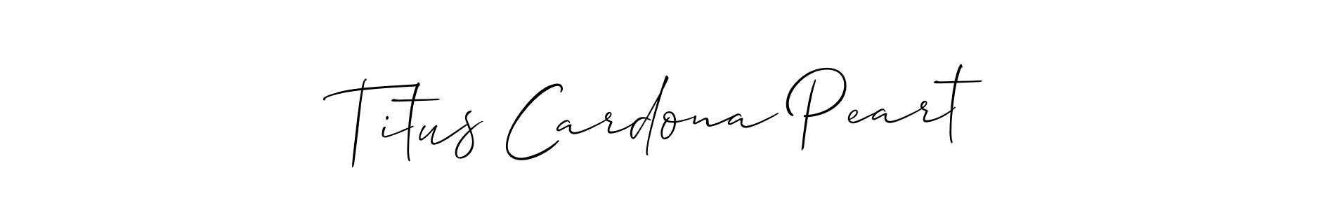 This is the best signature style for the Titus Cardona Peart name. Also you like these signature font (Allison_Script). Mix name signature. Titus Cardona Peart signature style 2 images and pictures png