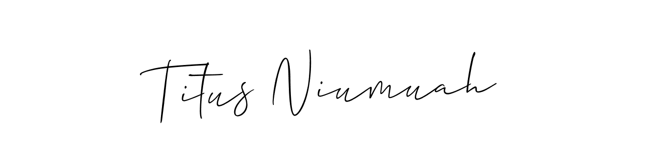 Also we have Titus Niumuah name is the best signature style. Create professional handwritten signature collection using Allison_Script autograph style. Titus Niumuah signature style 2 images and pictures png