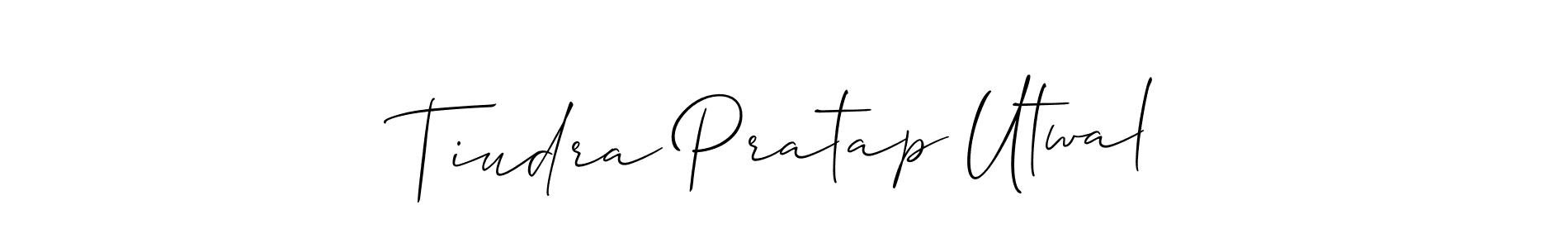 How to make Tiudra Pratap Utwal name signature. Use Allison_Script style for creating short signs online. This is the latest handwritten sign. Tiudra Pratap Utwal signature style 2 images and pictures png
