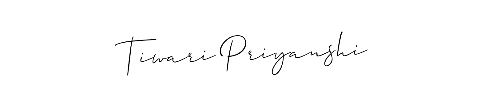 Use a signature maker to create a handwritten signature online. With this signature software, you can design (Allison_Script) your own signature for name Tiwari Priyanshi. Tiwari Priyanshi signature style 2 images and pictures png