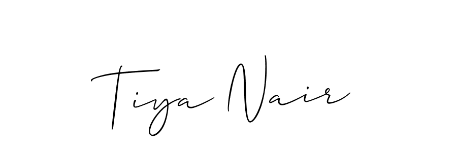 Also You can easily find your signature by using the search form. We will create Tiya Nair name handwritten signature images for you free of cost using Allison_Script sign style. Tiya Nair signature style 2 images and pictures png