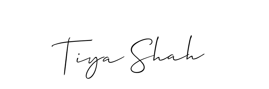 Use a signature maker to create a handwritten signature online. With this signature software, you can design (Allison_Script) your own signature for name Tiya Shah. Tiya Shah signature style 2 images and pictures png