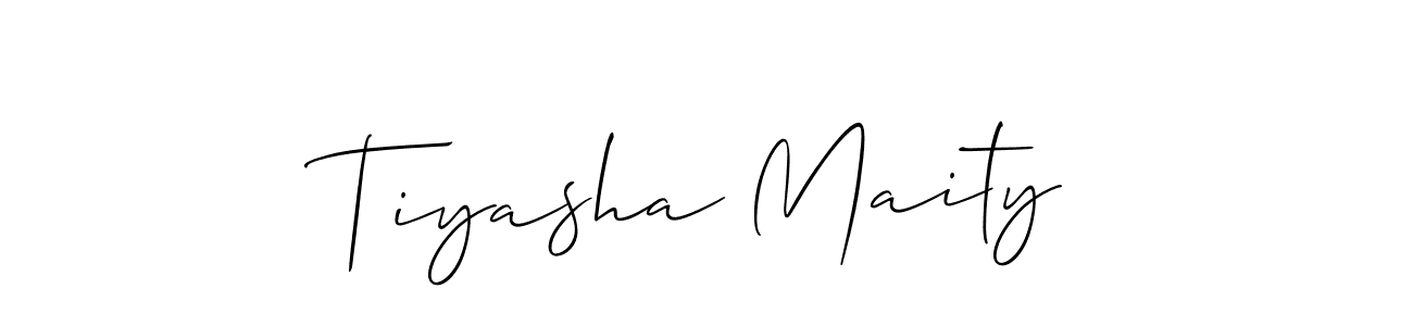 You should practise on your own different ways (Allison_Script) to write your name (Tiyasha Maity) in signature. don't let someone else do it for you. Tiyasha Maity signature style 2 images and pictures png