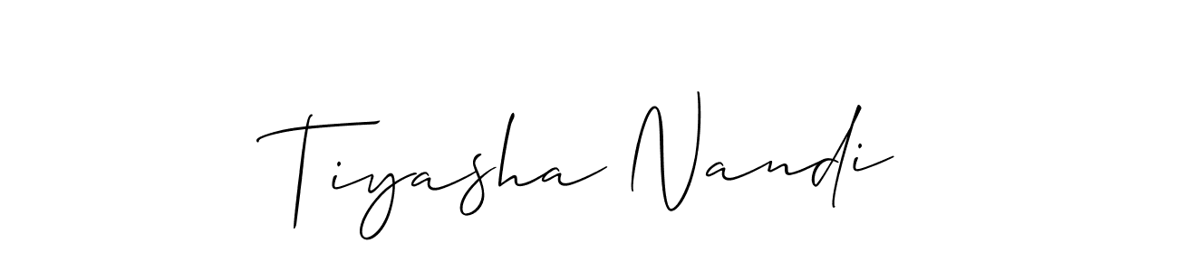 Also we have Tiyasha Nandi name is the best signature style. Create professional handwritten signature collection using Allison_Script autograph style. Tiyasha Nandi signature style 2 images and pictures png