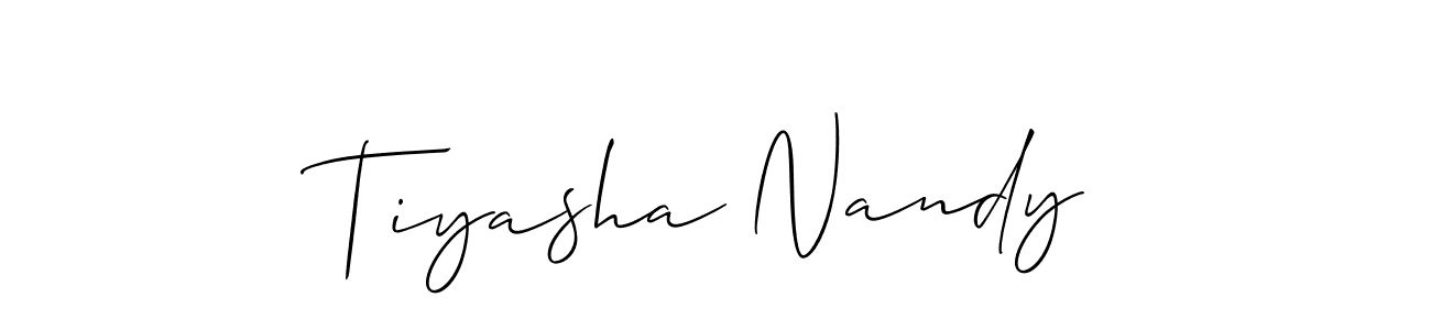 It looks lik you need a new signature style for name Tiyasha Nandy. Design unique handwritten (Allison_Script) signature with our free signature maker in just a few clicks. Tiyasha Nandy signature style 2 images and pictures png