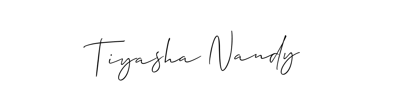 Create a beautiful signature design for name Tiyasha Nandy. With this signature (Allison_Script) fonts, you can make a handwritten signature for free. Tiyasha Nandy signature style 2 images and pictures png