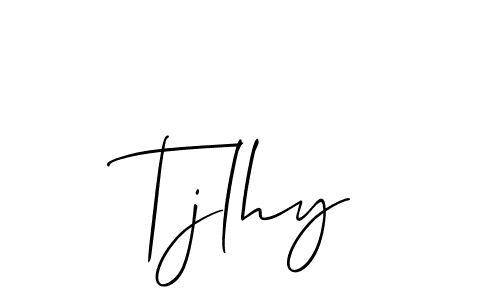 The best way (Allison_Script) to make a short signature is to pick only two or three words in your name. The name Tjlhy include a total of six letters. For converting this name. Tjlhy signature style 2 images and pictures png