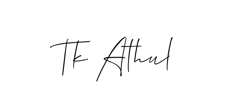 How to make Tk Athul signature? Allison_Script is a professional autograph style. Create handwritten signature for Tk Athul name. Tk Athul signature style 2 images and pictures png