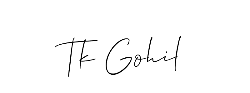 This is the best signature style for the Tk Gohil name. Also you like these signature font (Allison_Script). Mix name signature. Tk Gohil signature style 2 images and pictures png