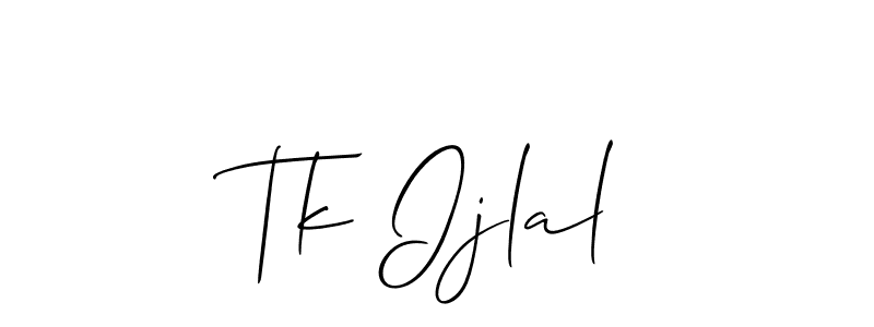 Use a signature maker to create a handwritten signature online. With this signature software, you can design (Allison_Script) your own signature for name Tk Ijlal. Tk Ijlal signature style 2 images and pictures png