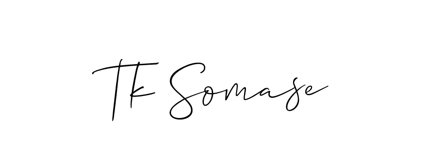 Allison_Script is a professional signature style that is perfect for those who want to add a touch of class to their signature. It is also a great choice for those who want to make their signature more unique. Get Tk Somase name to fancy signature for free. Tk Somase signature style 2 images and pictures png