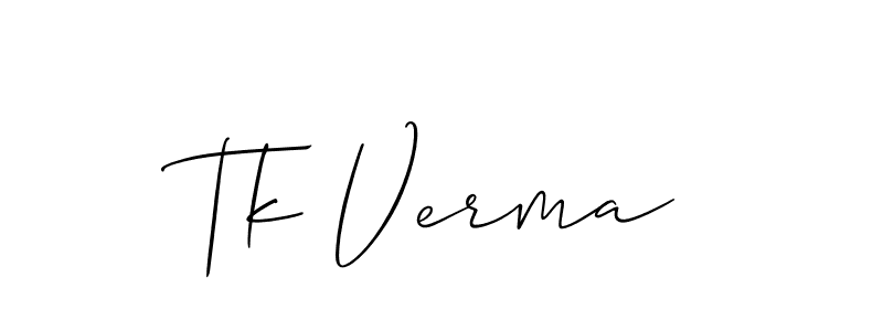 Allison_Script is a professional signature style that is perfect for those who want to add a touch of class to their signature. It is also a great choice for those who want to make their signature more unique. Get Tk Verma name to fancy signature for free. Tk Verma signature style 2 images and pictures png