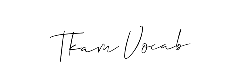 Allison_Script is a professional signature style that is perfect for those who want to add a touch of class to their signature. It is also a great choice for those who want to make their signature more unique. Get Tkam Vocab name to fancy signature for free. Tkam Vocab signature style 2 images and pictures png