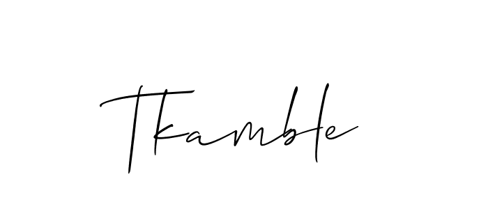 It looks lik you need a new signature style for name Tkamble. Design unique handwritten (Allison_Script) signature with our free signature maker in just a few clicks. Tkamble signature style 2 images and pictures png