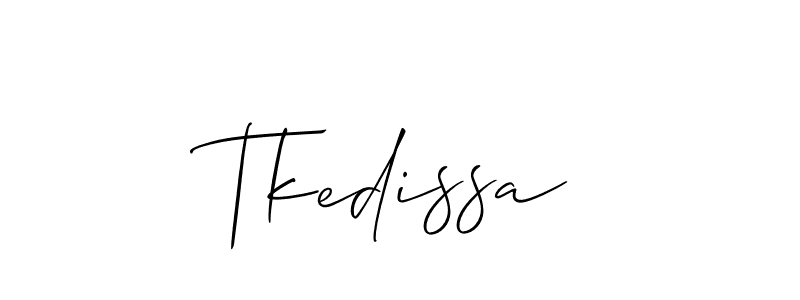 if you are searching for the best signature style for your name Tkedissa. so please give up your signature search. here we have designed multiple signature styles  using Allison_Script. Tkedissa signature style 2 images and pictures png