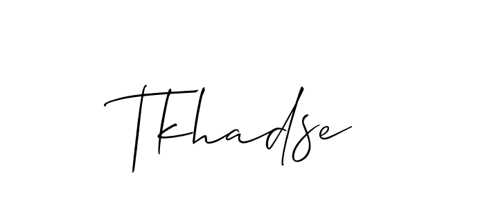 if you are searching for the best signature style for your name Tkhadse. so please give up your signature search. here we have designed multiple signature styles  using Allison_Script. Tkhadse signature style 2 images and pictures png