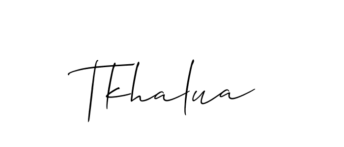 Make a beautiful signature design for name Tkhalua. With this signature (Allison_Script) style, you can create a handwritten signature for free. Tkhalua signature style 2 images and pictures png