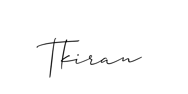 if you are searching for the best signature style for your name Tkiran. so please give up your signature search. here we have designed multiple signature styles  using Allison_Script. Tkiran signature style 2 images and pictures png