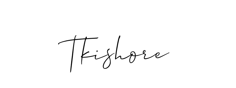 Use a signature maker to create a handwritten signature online. With this signature software, you can design (Allison_Script) your own signature for name Tkishore. Tkishore signature style 2 images and pictures png