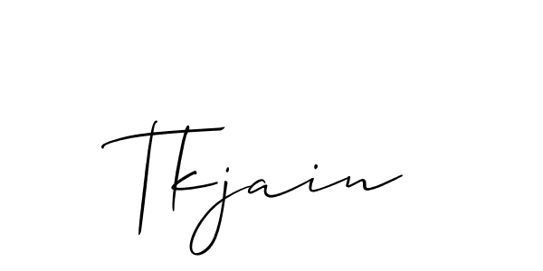 Also You can easily find your signature by using the search form. We will create Tkjain name handwritten signature images for you free of cost using Allison_Script sign style. Tkjain signature style 2 images and pictures png