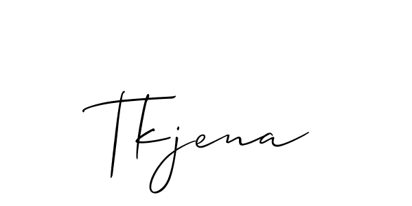 The best way (Allison_Script) to make a short signature is to pick only two or three words in your name. The name Tkjena include a total of six letters. For converting this name. Tkjena signature style 2 images and pictures png