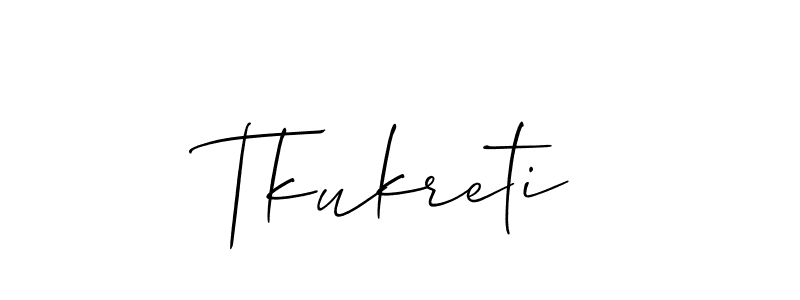 It looks lik you need a new signature style for name Tkukreti. Design unique handwritten (Allison_Script) signature with our free signature maker in just a few clicks. Tkukreti signature style 2 images and pictures png