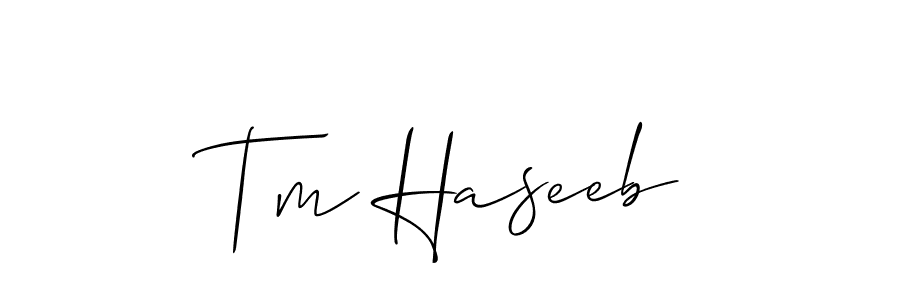 How to make Tm Haseeb name signature. Use Allison_Script style for creating short signs online. This is the latest handwritten sign. Tm Haseeb signature style 2 images and pictures png