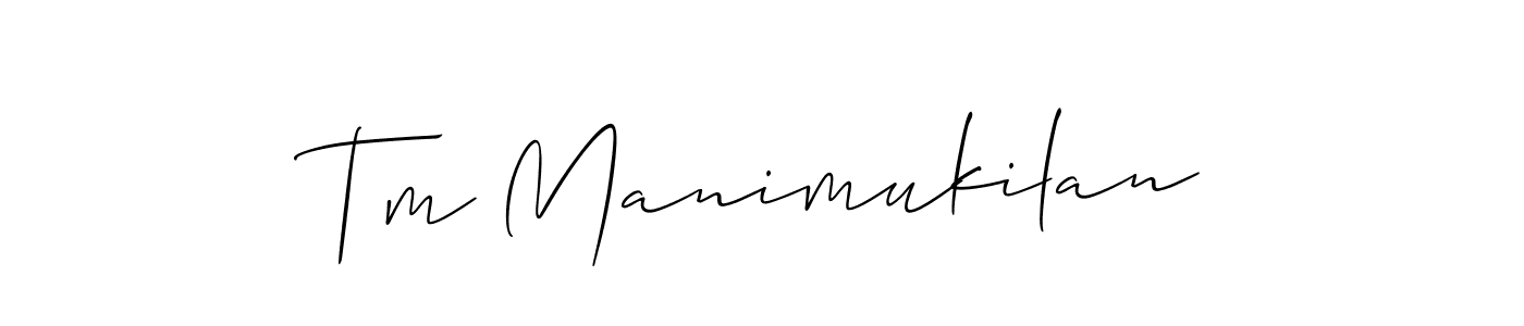 You should practise on your own different ways (Allison_Script) to write your name (Tm Manimukilan) in signature. don't let someone else do it for you. Tm Manimukilan signature style 2 images and pictures png
